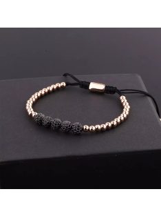   Heroic Trend - The Elegant - Elegáns, állítható méretű, rosegold nemesacél karkötő cirkóniával, fekete díszítéssel
