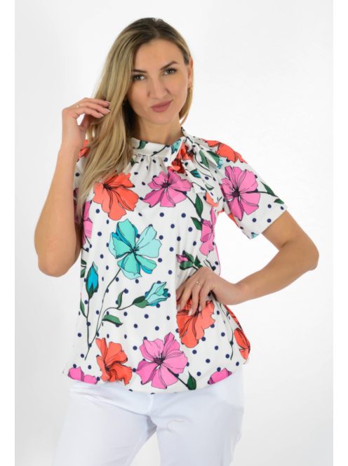 Pillangó virágos,nyaknál kötős,gumis aljú felső!  M-XL