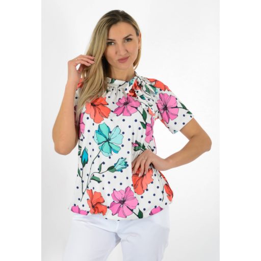 Pillangó virágos,nyaknál kötős,gumis aljú felső!  M-XL