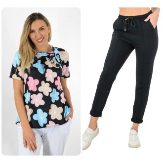 Virág mintás szett ! fekete L-XL