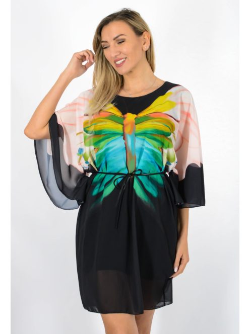 Lepkés,muszlin,lepel tunika!  fekete M-XL