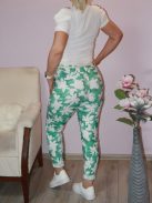 Levél mintás,gumisderekú,zsebes nadrág! zöld M-XL