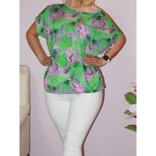  Mintás,lenge,gumis aljú felső ! zöld-lila L-XXL