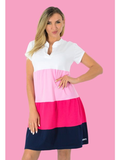 Több színű ,ingfazonú,A vonalú tunika! pink M-XL